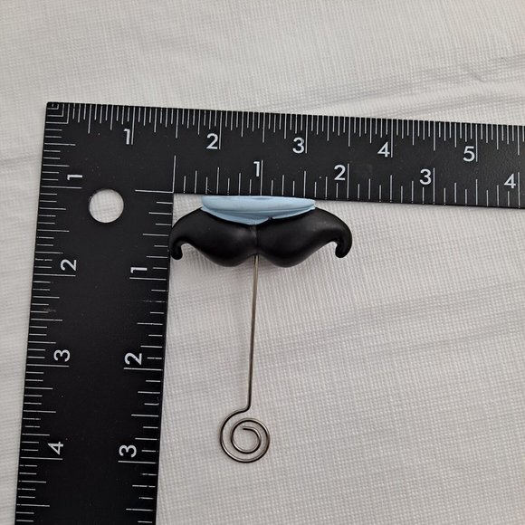 Mustache Photo Holder Mini Table Decor Black Blue Silver set of 2 - Picture 7 of 9